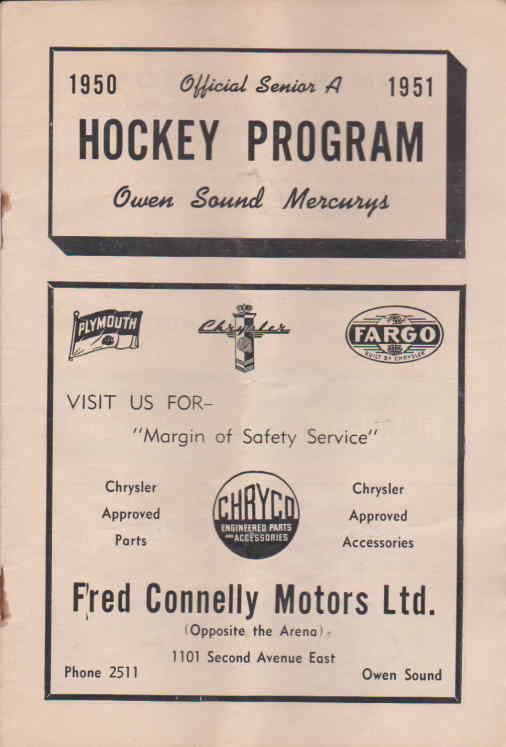 1950-51 Owen Sound Mercurys Program
